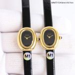 M1 Factory Cartier Mini Baignoire 24.6*18.7mm Black Face Yellow Gold Case Japan Quartz Movement Watch